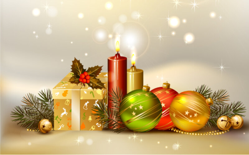 Christmas Gift and Ornaments — Gold