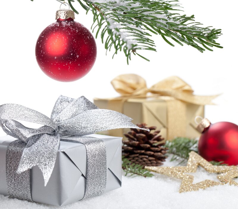 Christmas Gift and Ornaments — Red, Festive