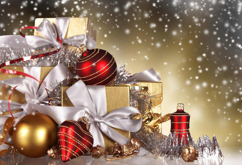 Christmas Gift Arrangement — Gold, Festive, Winter