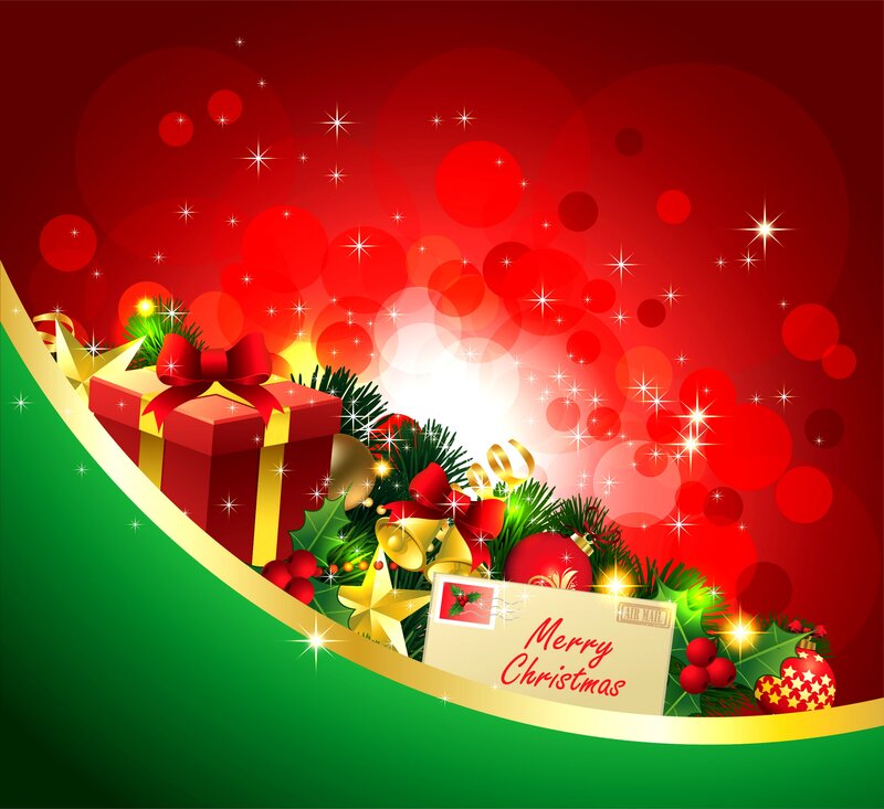 Christmas Gift Arrangement — Red, Festive, Winter, Digital Art, Gift Box, Ornaments