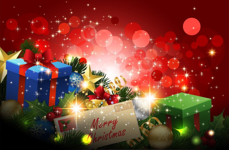 Christmas Gift Arrangement — Red, Festive, Winter, Digital Art, Gifts