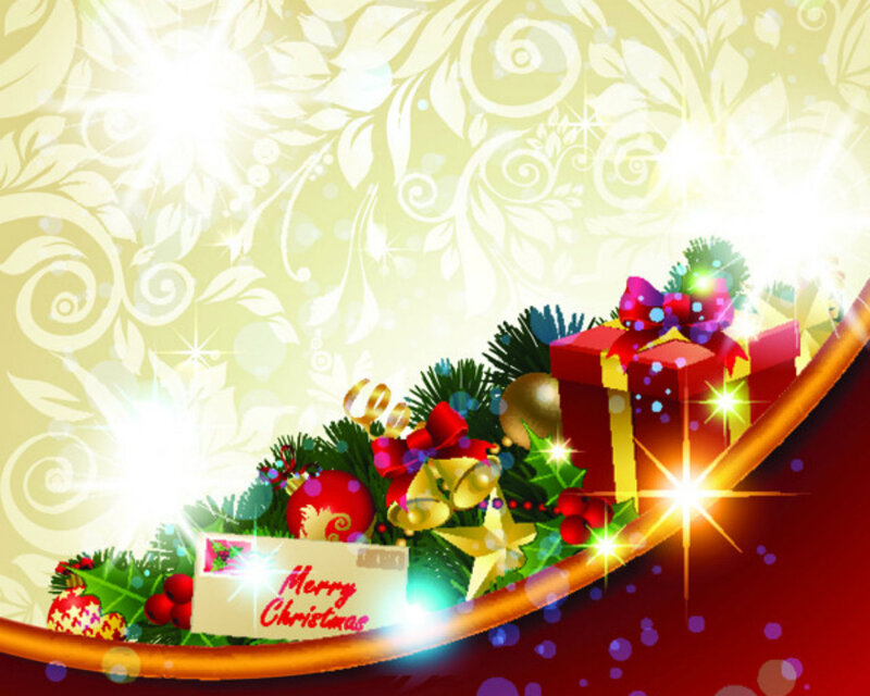 Christmas Gift Arrangement — Red, Festive, Winter, Illustration, Gift Boxes