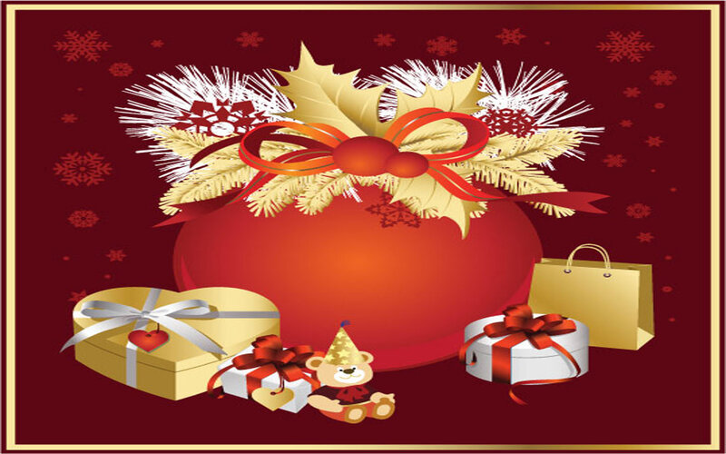 Christmas Gift Arrangement — Red, Festive, Winter, Illustration