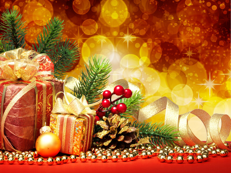 Christmas Gift Arrangement — Red, Festive, Winter, Photograph