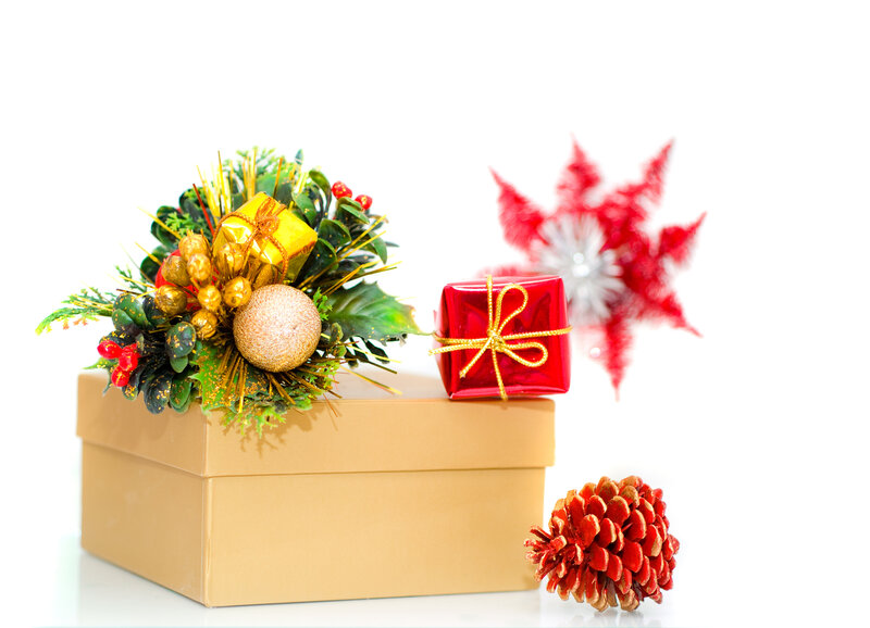 Christmas Gift Arrangement — Red, Festive, Winter