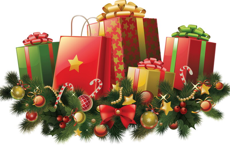 Christmas Gift Arrangement — Red, Festive, Winter, Vector Art