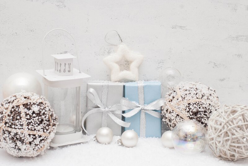 Christmas Gift Arrangement — White, Festive, Winter