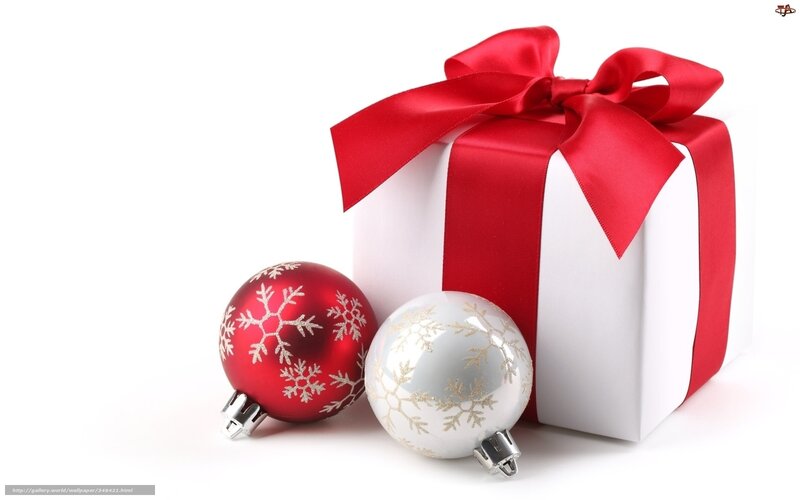 Christmas Gift Box and Ornaments — White