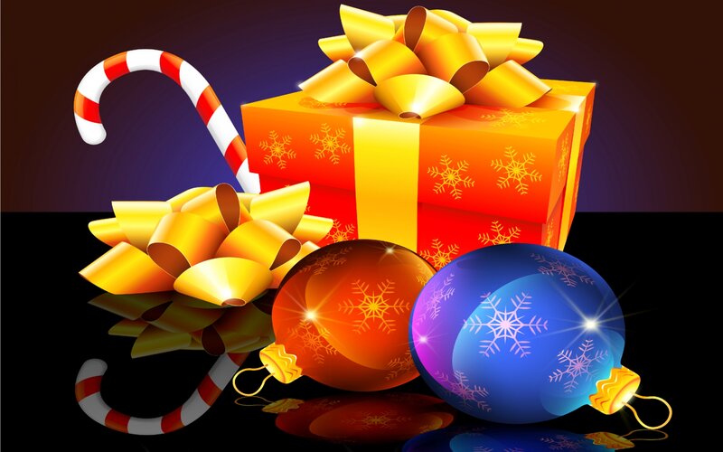 Christmas Gift Box — Gold, Festive, Winter