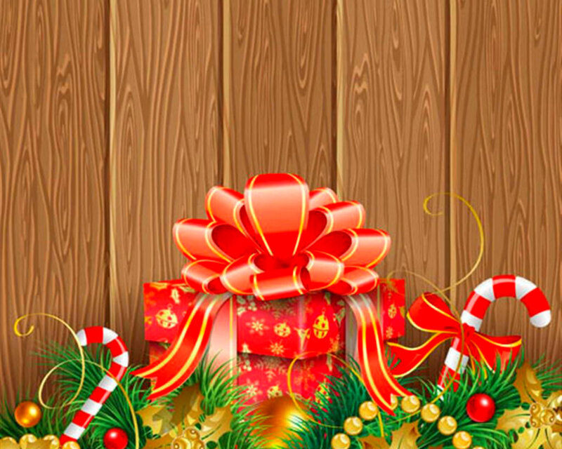 Christmas Gift Box — Red, Festive, Winter, Digital Art, Candy Cane