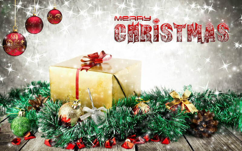 Christmas Gift Box — Red, Festive, Winter, Digital Art, Ornaments