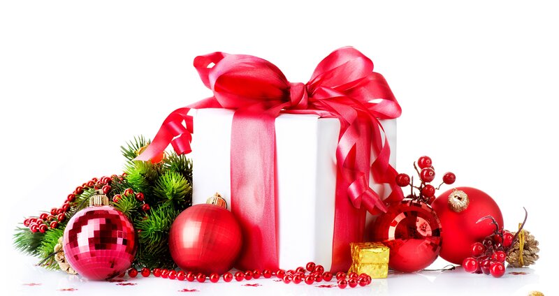 Christmas Gift Box — Red, Festive, Winter, Photograph