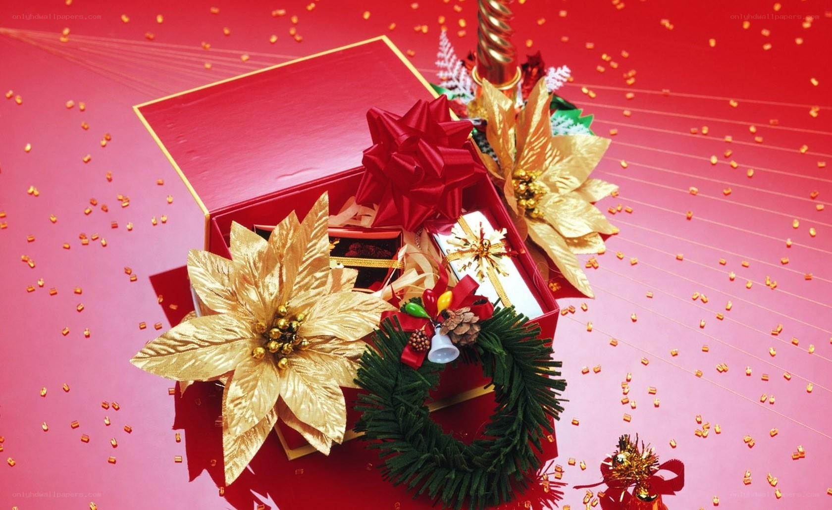 Christmas gift box with decorations