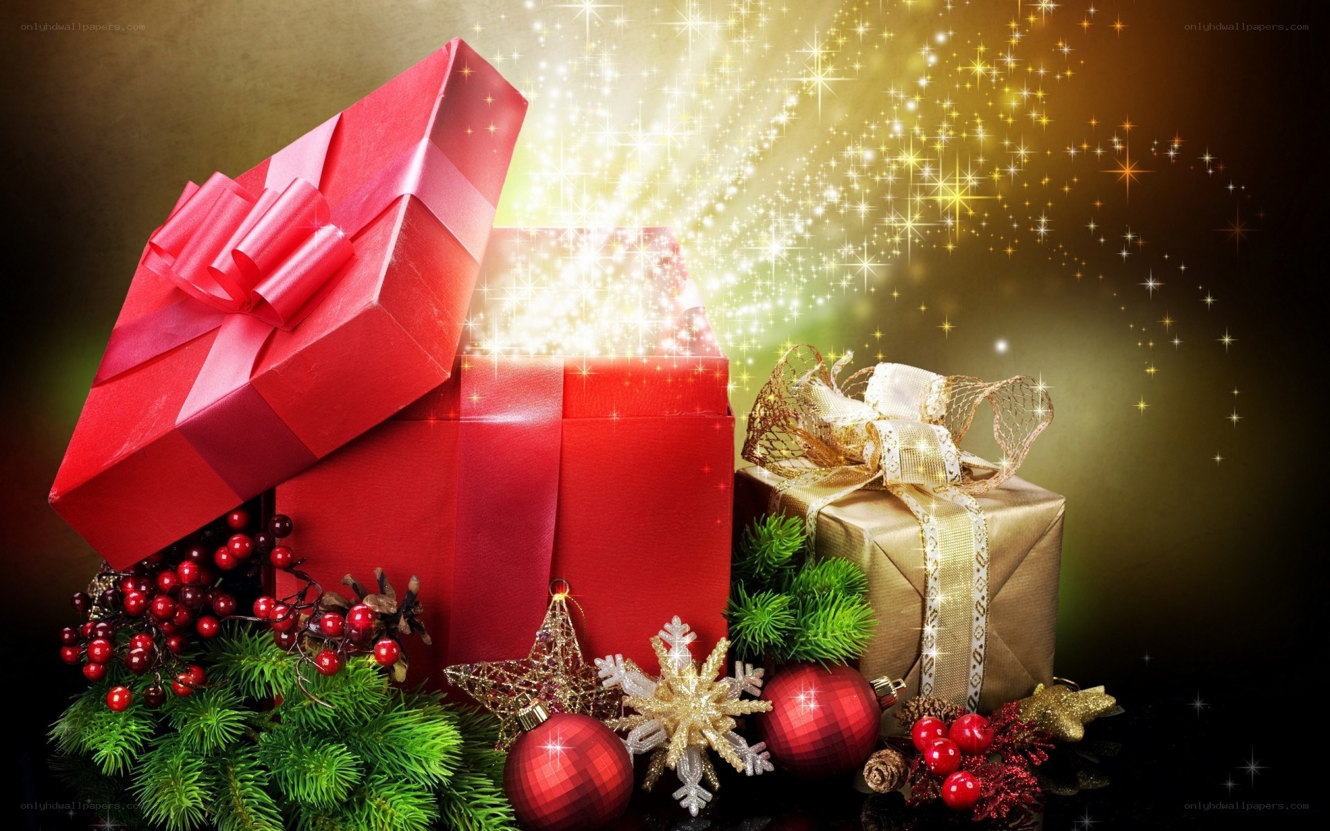 Christmas gift box with sparkles