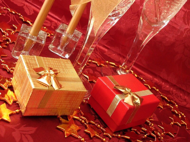 Christmas gift boxes and candles