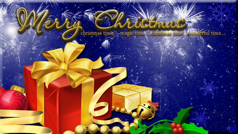 Christmas Gift Boxes — Blue, Festive, Night