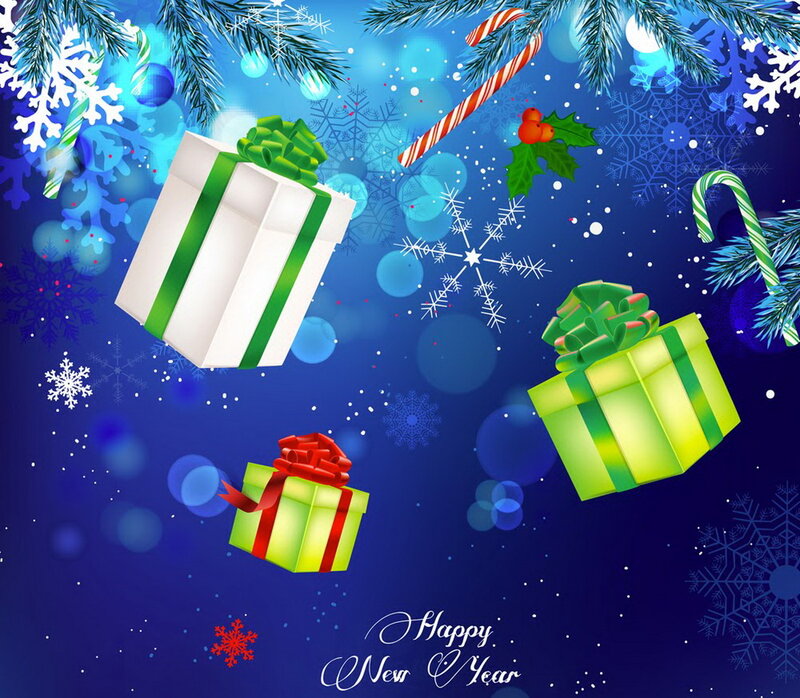 Christmas Gift Boxes — Blue, Festive