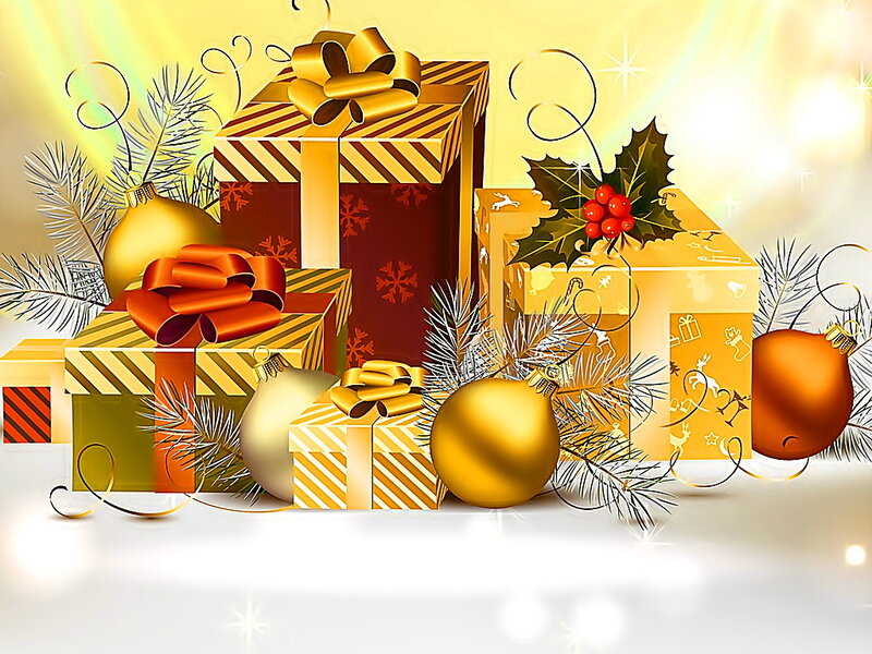 Christmas Gift Boxes — Gold, Festive