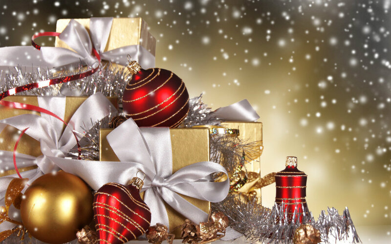 Christmas Gift Boxes — Gold, Festive, Winter, Photograph
