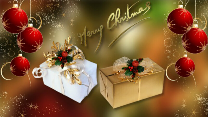 Christmas Gift Boxes — Gold, Festive, Winter