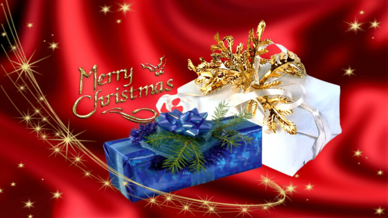 Christmas Gift Boxes — Red, Festive, Winter, Digital Art, Snowflake