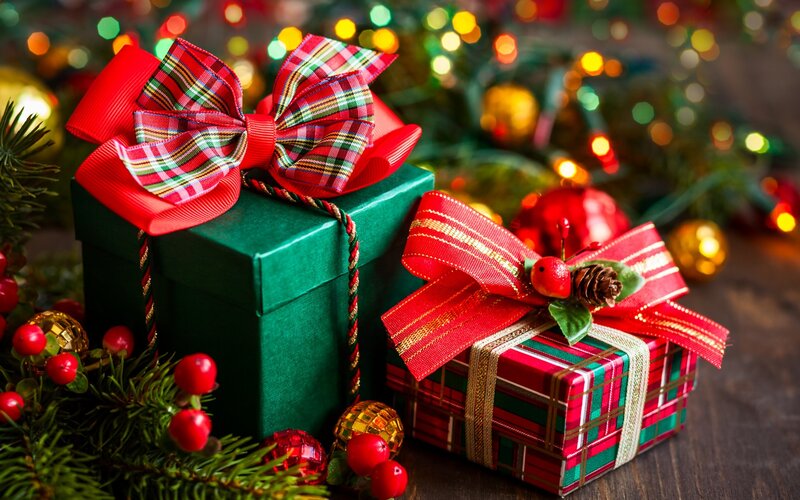 Christmas Gift Boxes — Red, Festive, Winter, Photograph, Bow