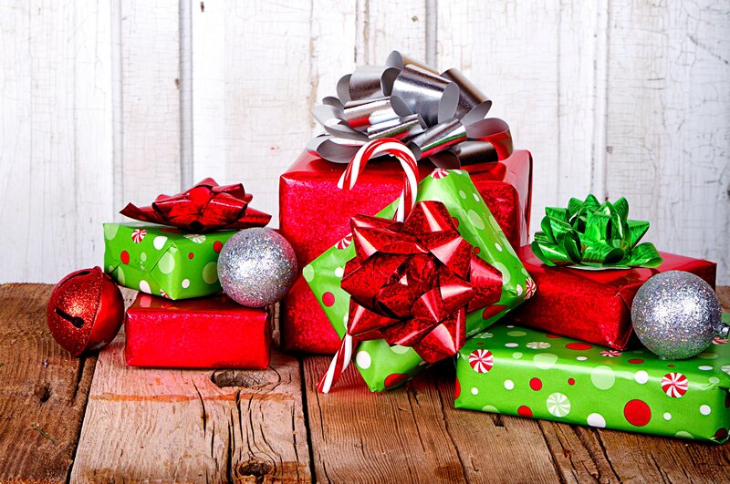 Christmas Gift Boxes — Red, Festive, Winter, Photograph