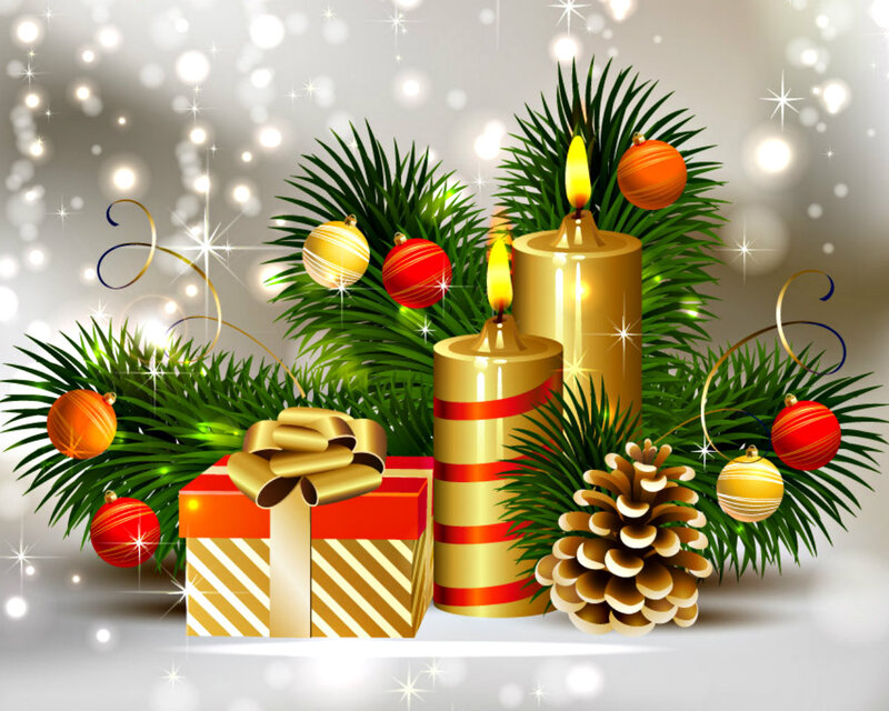 Christmas Gift with Candles — Green