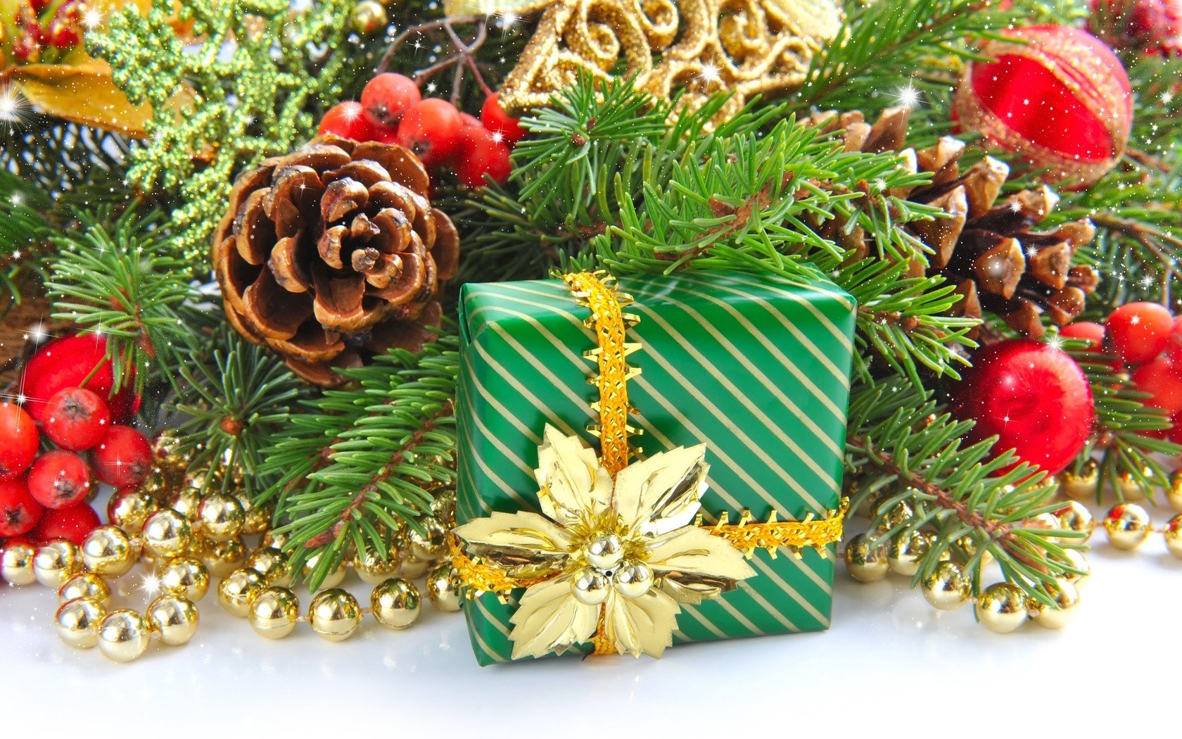Christmas gift with decorations