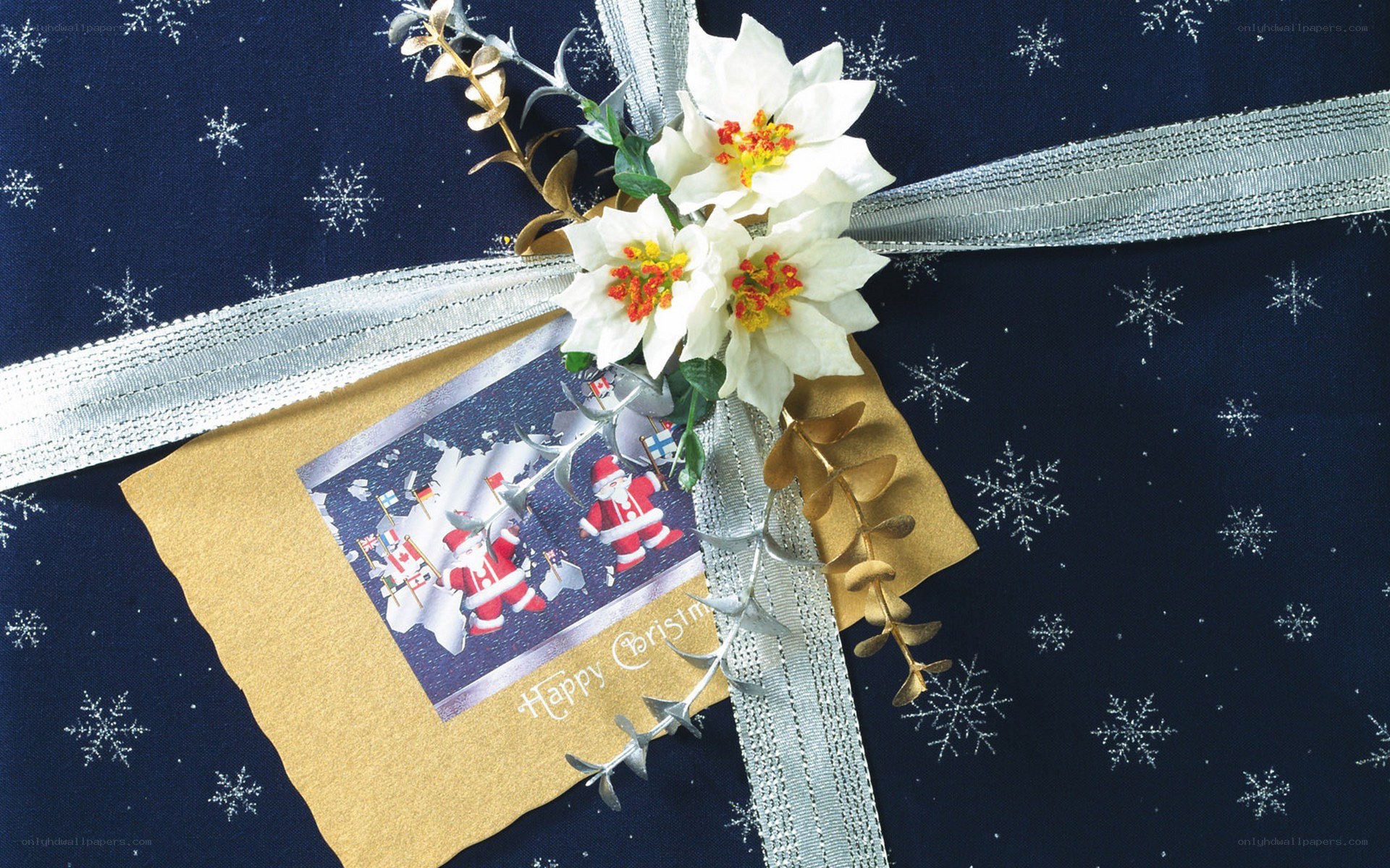 Christmas gift with flowers