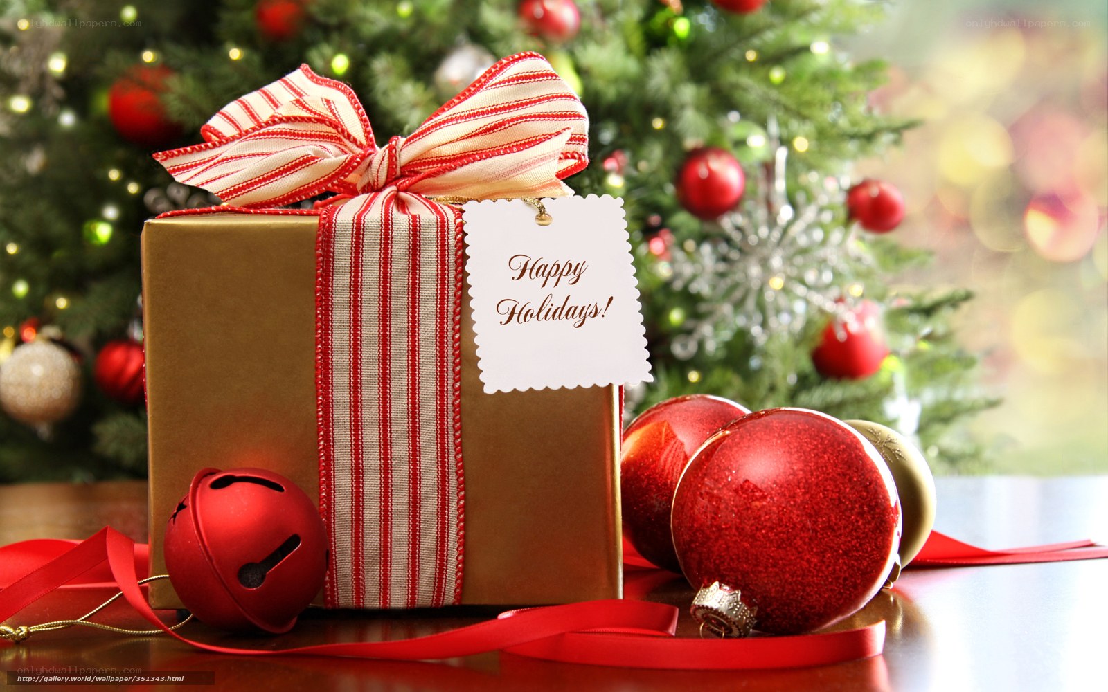 Christmas gift with holiday tag