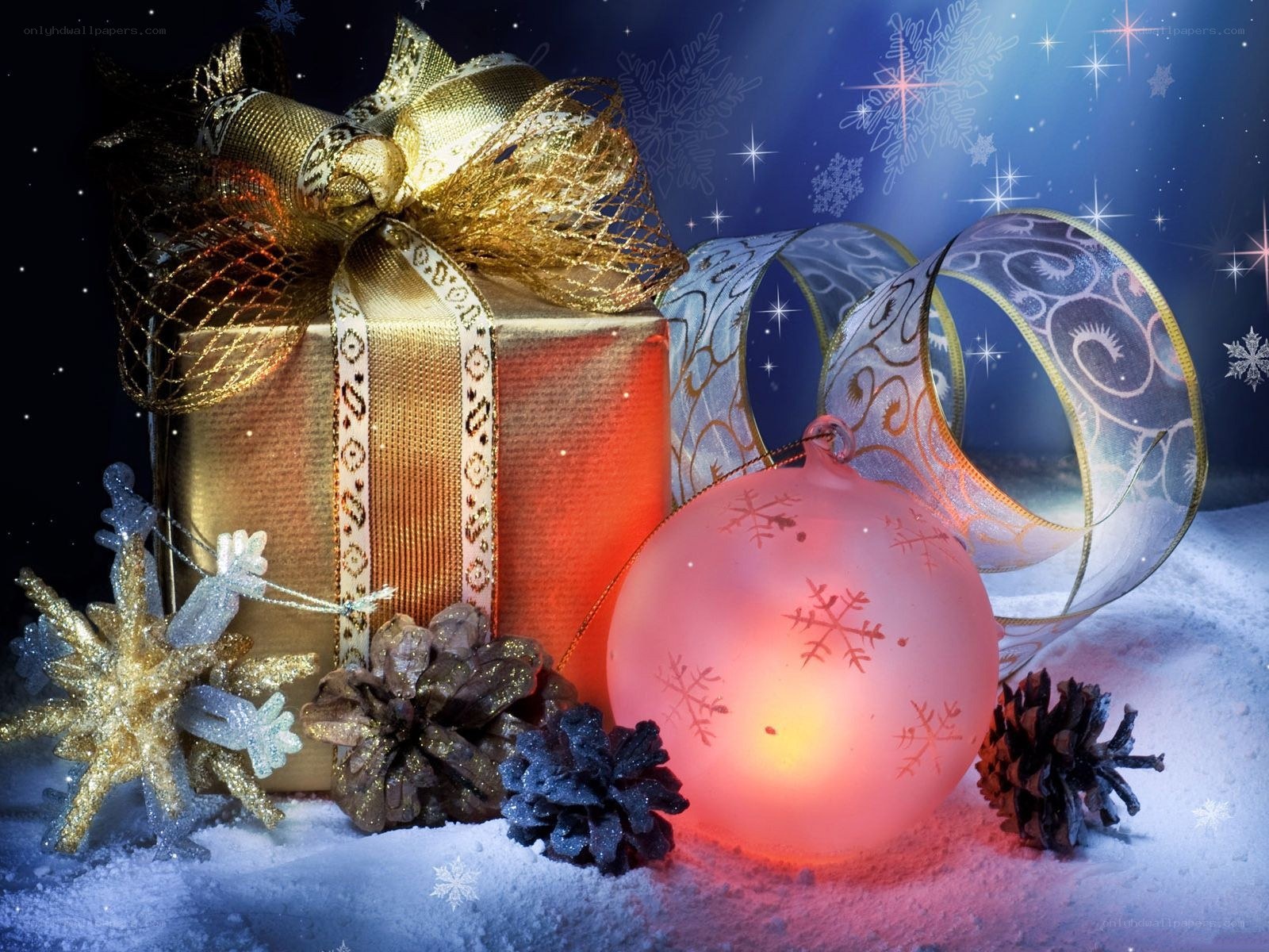 Christmas gift with ornaments