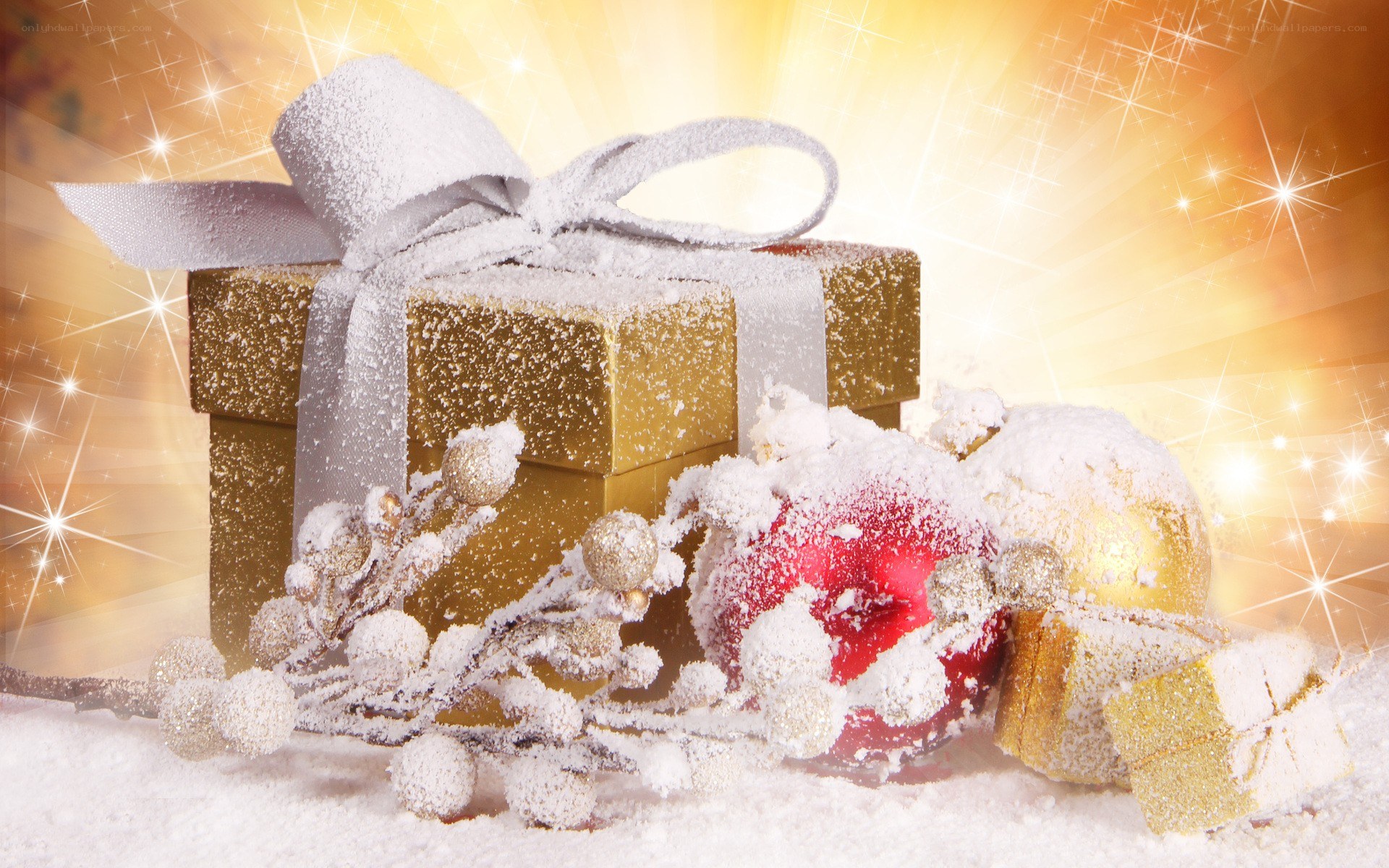 Christmas gift with ornaments