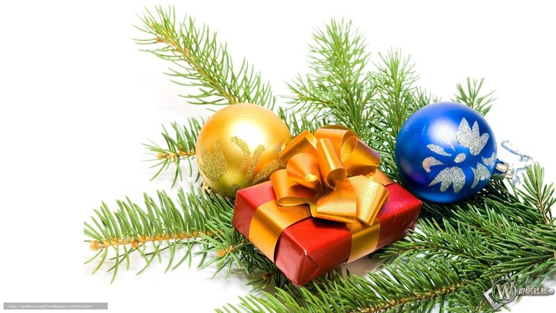 Christmas Gift with Ornaments — Green, Festive, Winter