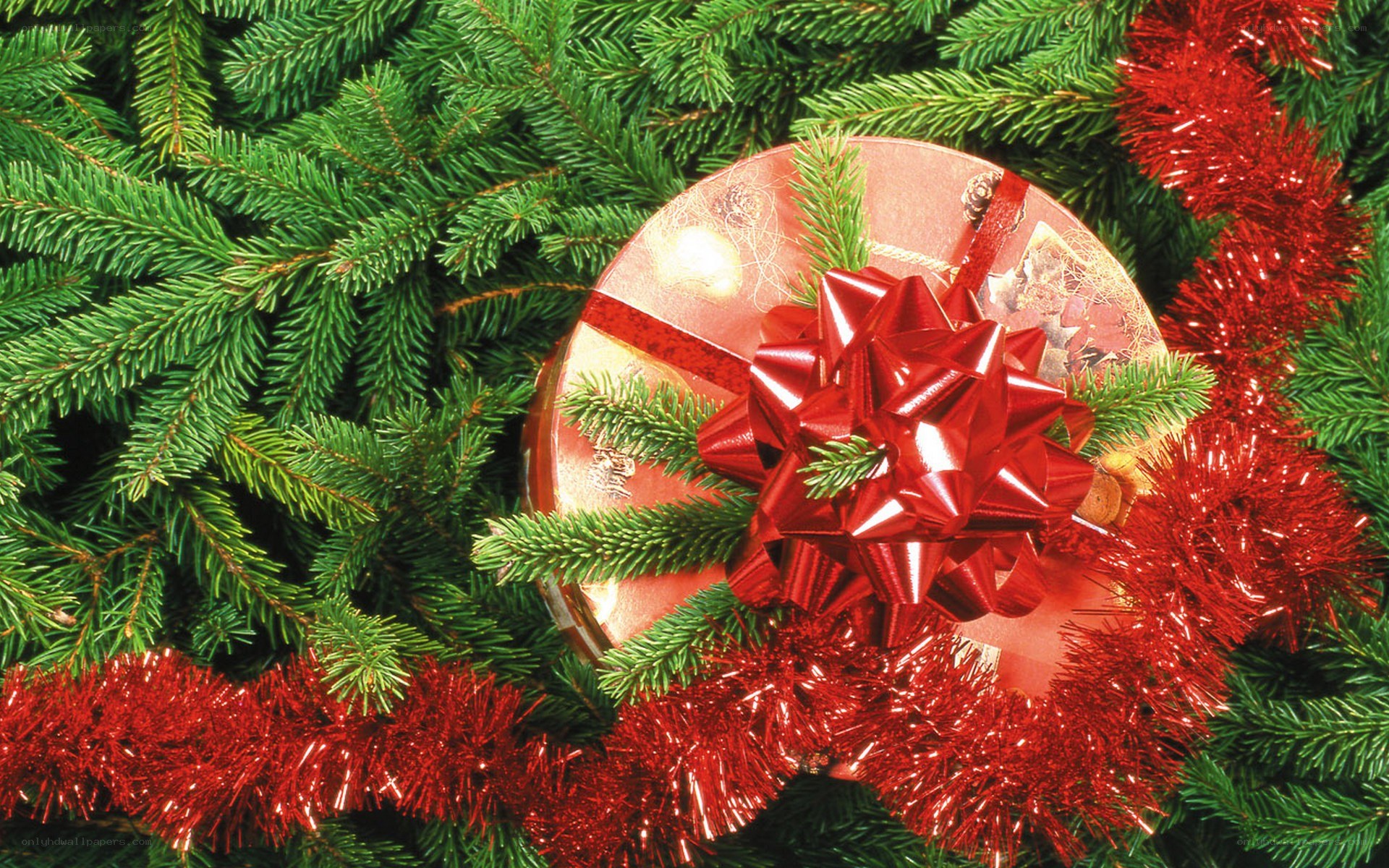 Christmas gift with red bow
