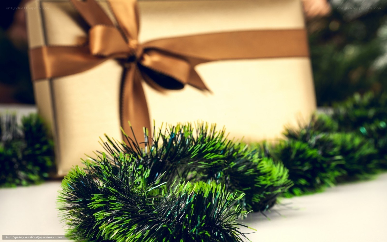 Christmas gift with tinsel
