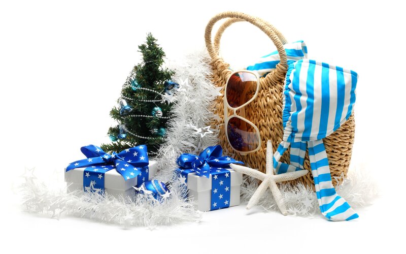 Christmas Gifts and Beach Bag — Blue, Festive