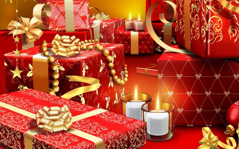 Christmas gifts and candles