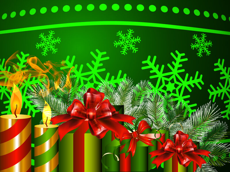 Christmas Gifts and Candles — Green