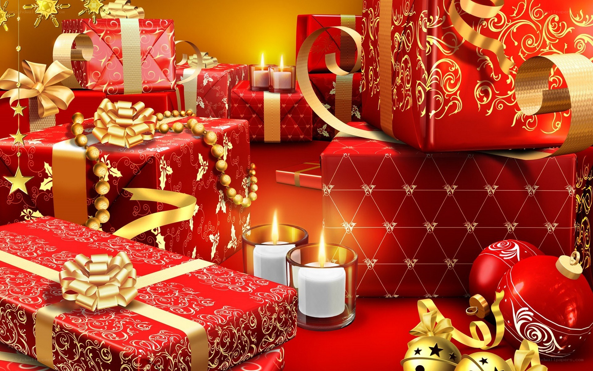Christmas gifts and candles