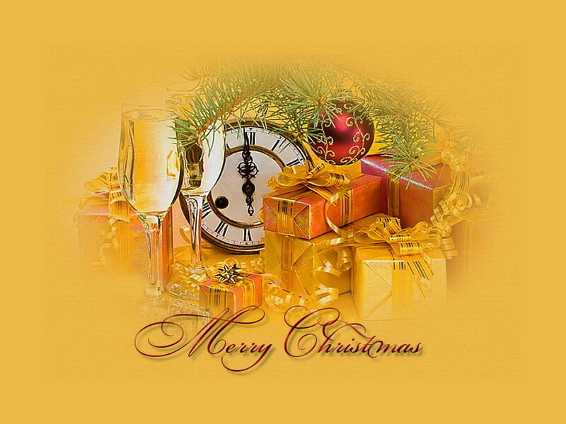 Christmas Gifts and Champagne — Gold