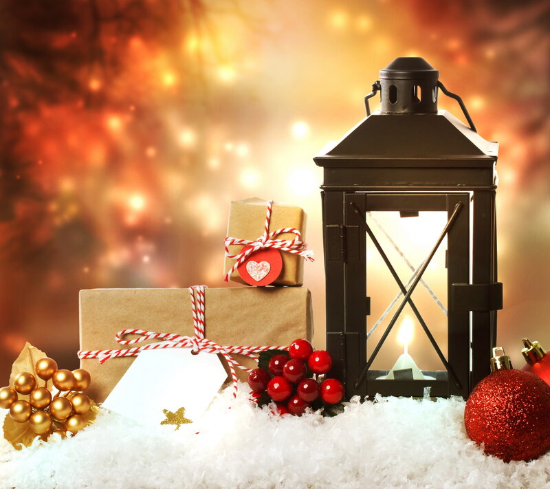 Christmas Gifts and Lantern — Red
