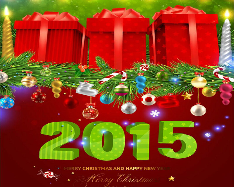 Christmas Gifts and Ornaments — Red, Festive, Winter, Digital Art