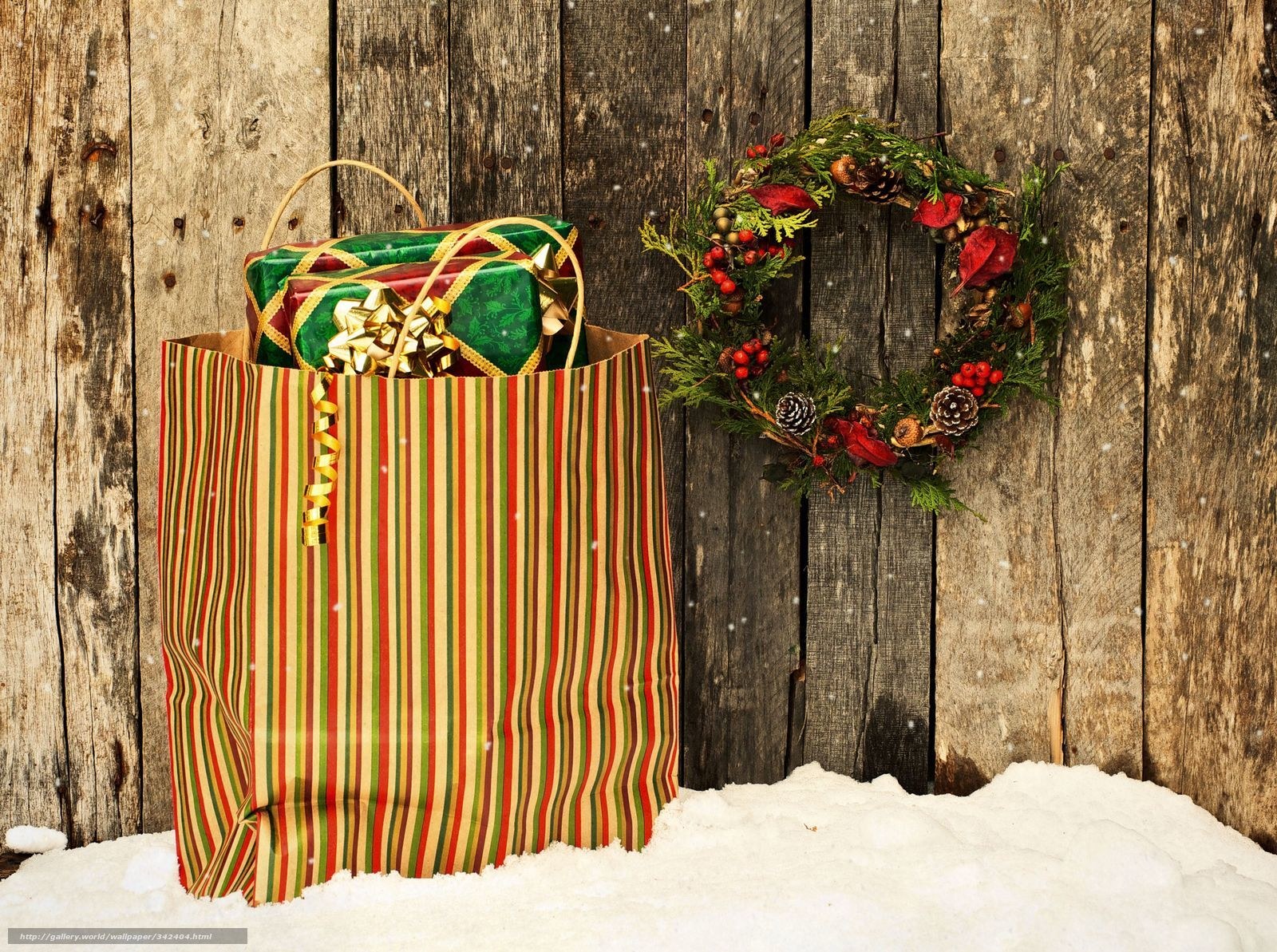 Christmas gifts and wreath