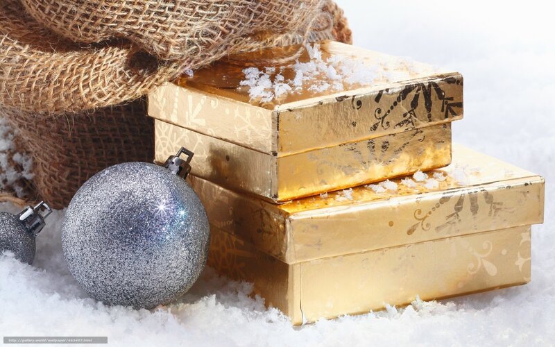 Christmas gifts in snow