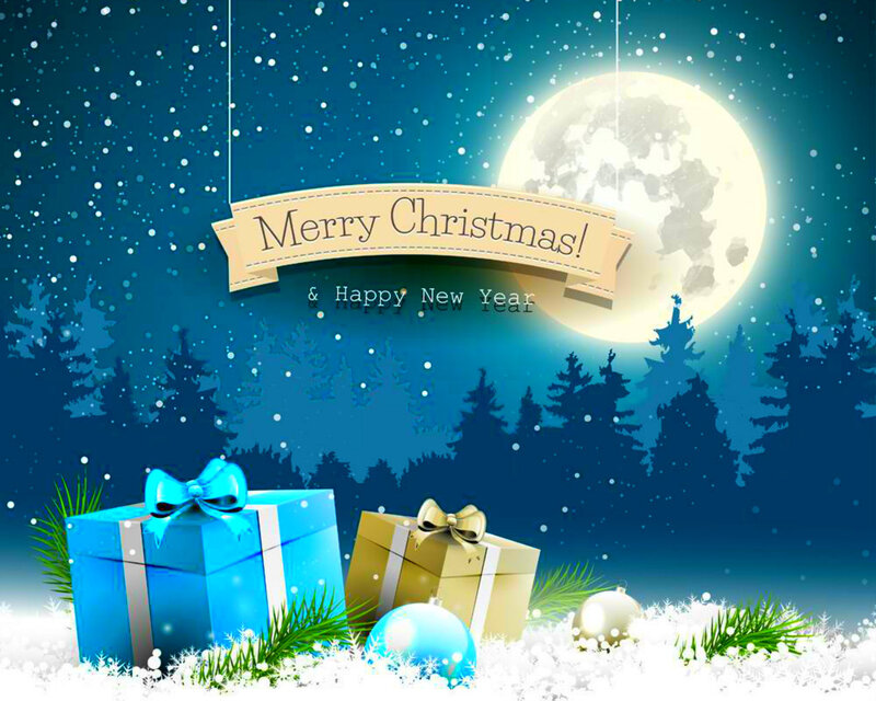 Christmas Gifts in Snow — Blue