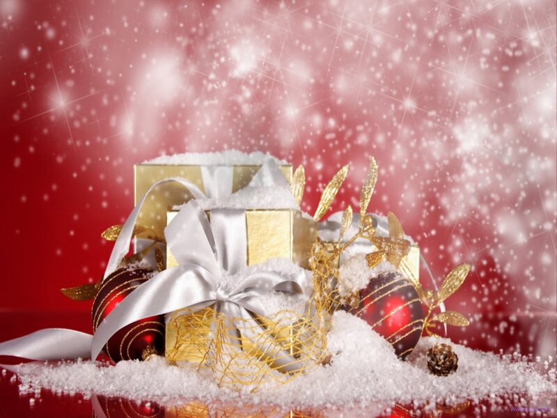 Christmas Gifts in Snow — Red, Festive