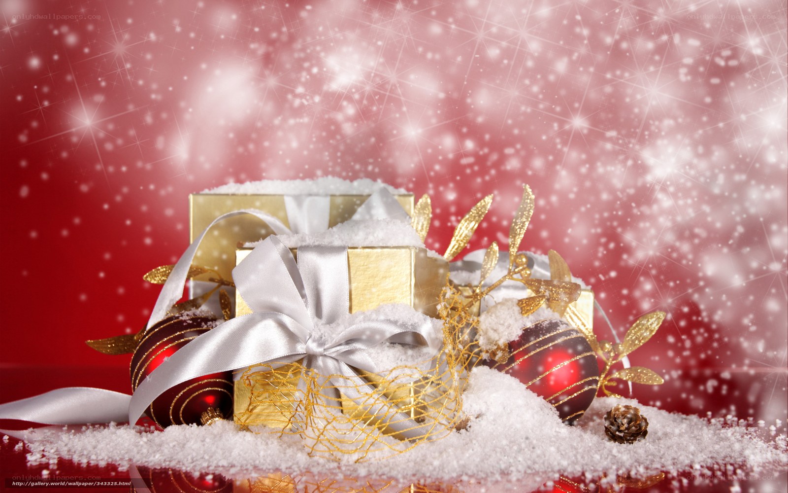 Christmas gifts in snow