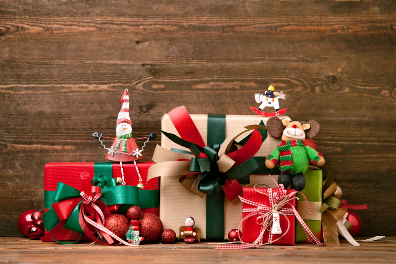 Christmas Gifts on Wood — Red