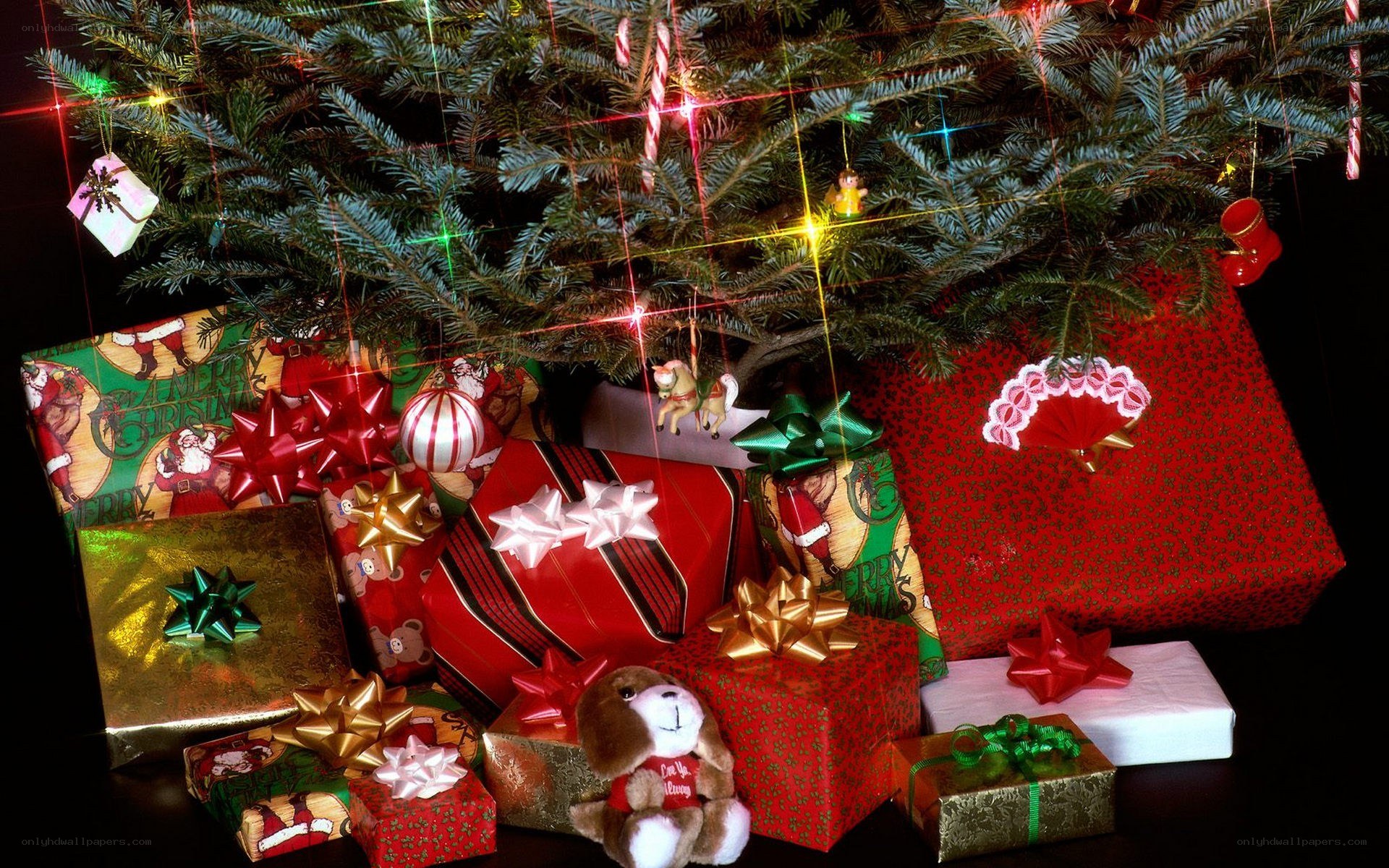 Christmas gifts under tree